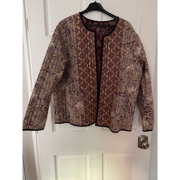 J.Jill Pure Jill reversible quilted chore coat, country/granny/folk, size 2X - Picture 2 of 5